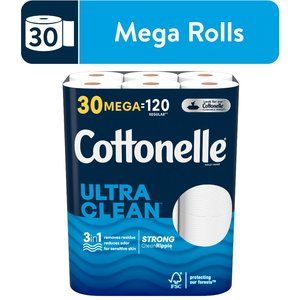Cottonelle Ultra Clean Toilet Paper, 30 Mega Rolls, 312 Sheets per Roll (9,360 T